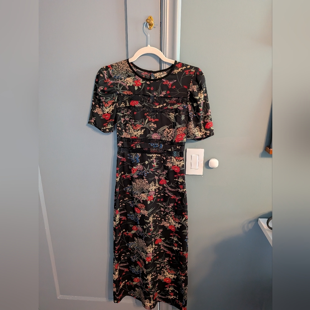 Urban Outfitters Floral And Lace Black Dress - Size S